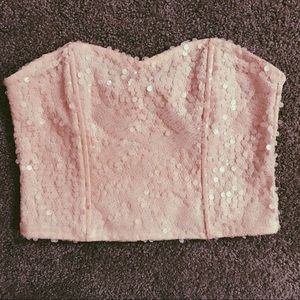 Pink sequined crop top